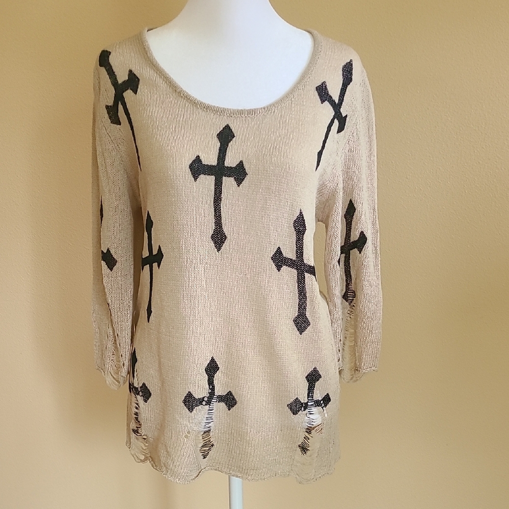 Daytrip Black and Beige  Knit Sweater